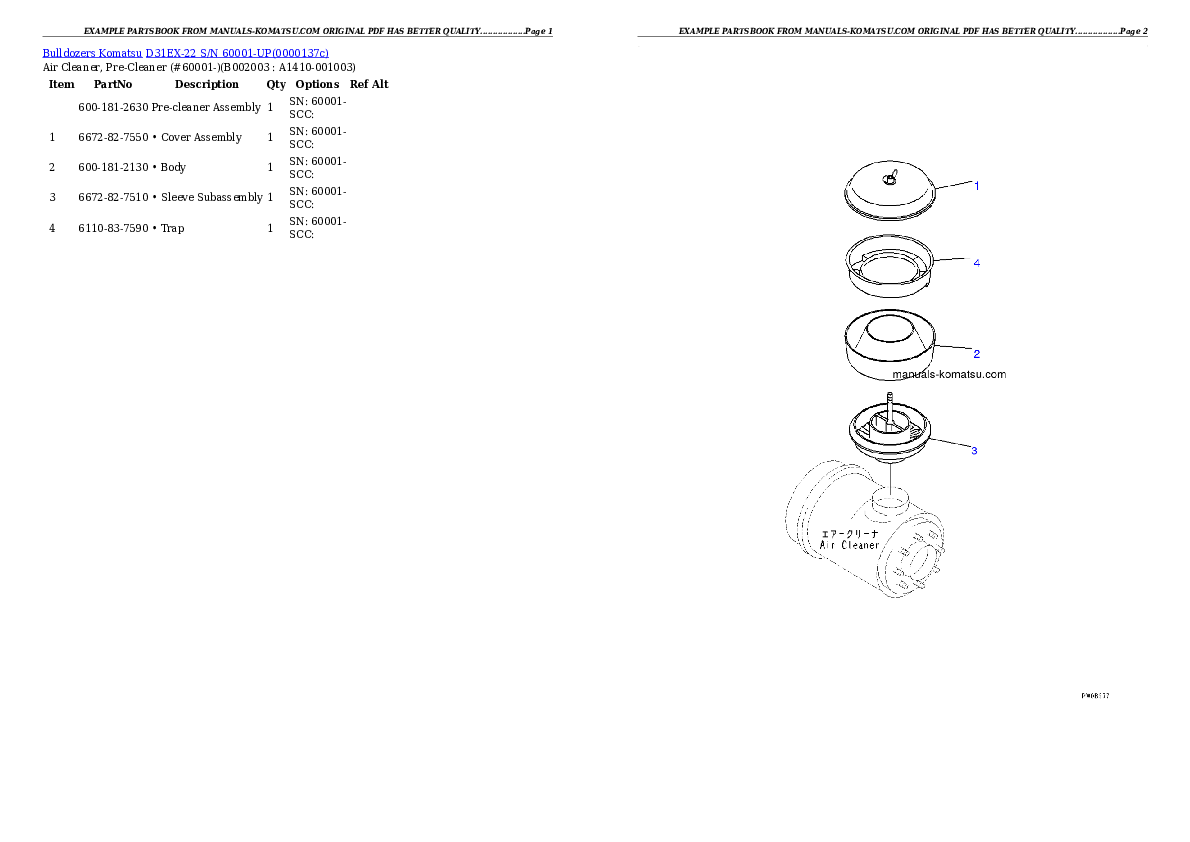 Protected: D31EX-22 S/N 60001-UP Partsbook