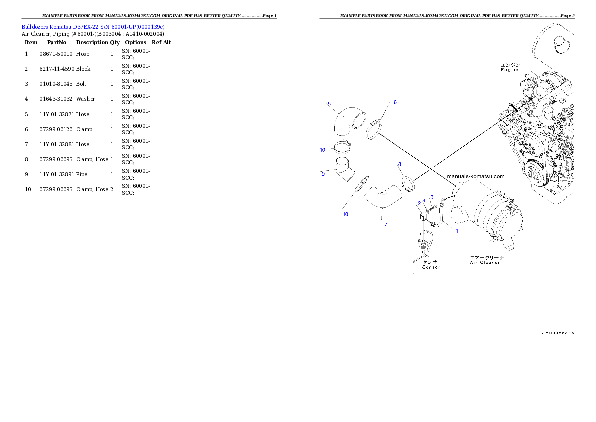 Protected: D37EX-22 S/N 60001-UP Partsbook