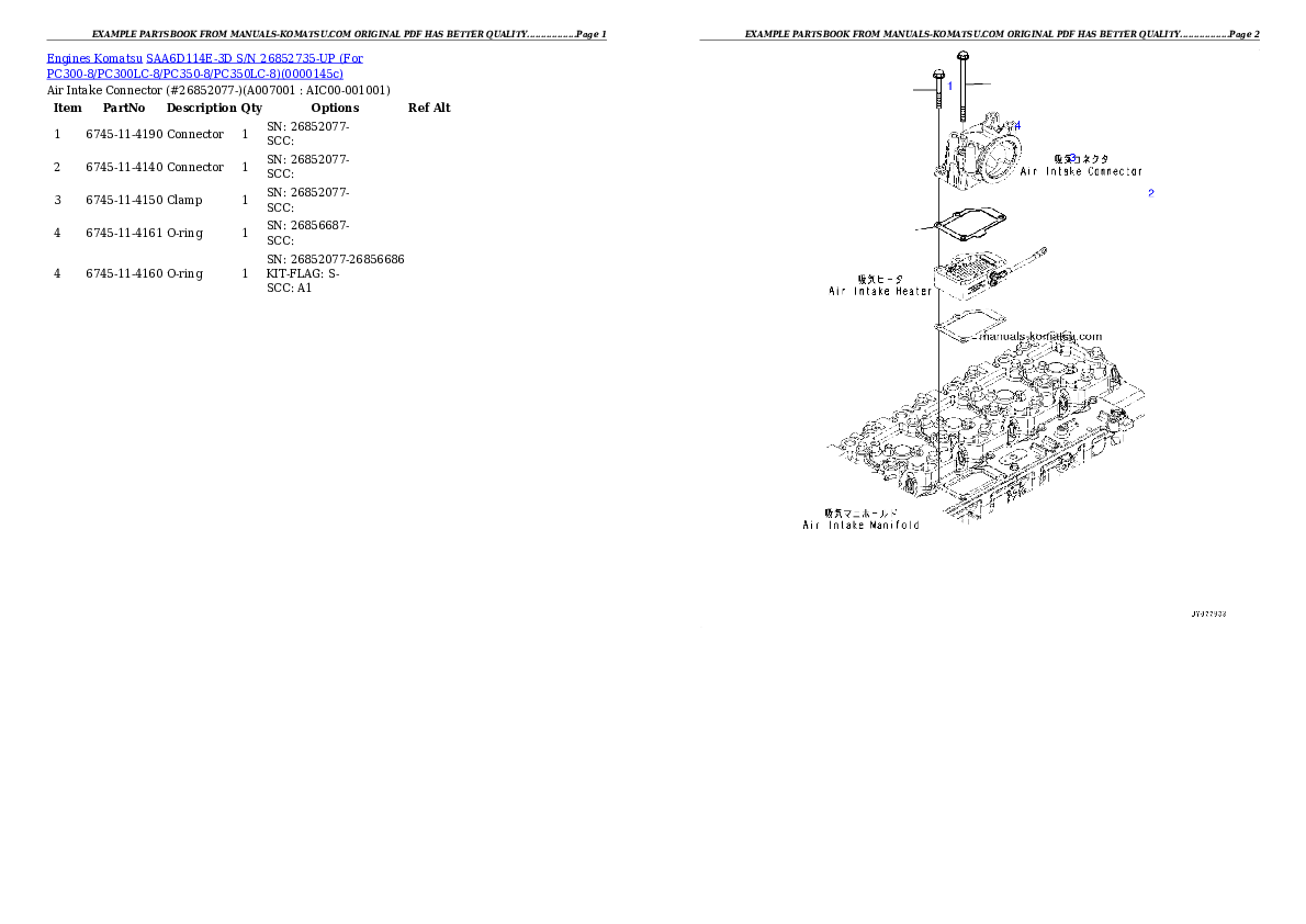 Protected: SAA6D114E-3D S/N 26859975-UP (For PC300-8/PC300LC-8/PC350-8/PC350LC-8) Partsbook