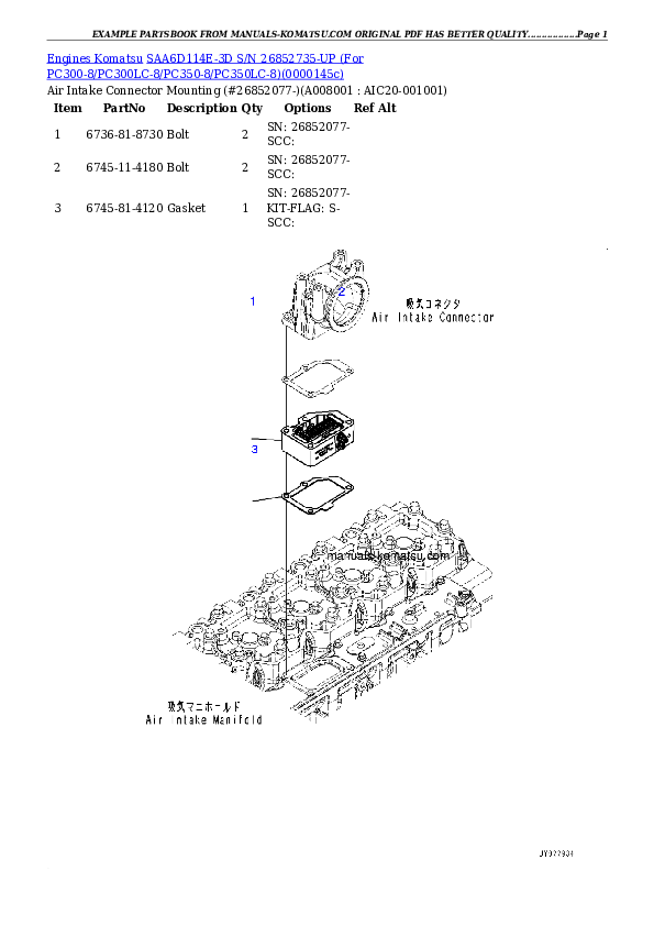 Protected: SAA6D114E-3D S/N 26859975-UP (For PC300-8/PC300LC-8/PC350-8/PC350LC-8) Partsbook