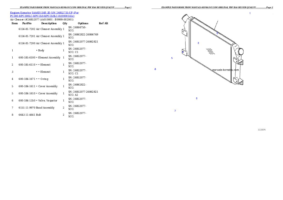 Protected: SAA6D114E-3D S/N 26859975-UP (For PC300-8/PC300LC-8/PC350-8/PC350LC-8) Partsbook