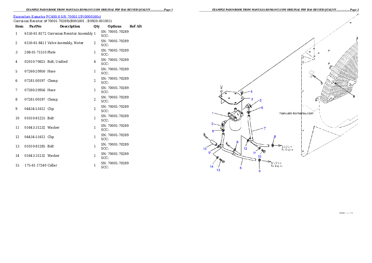 Protected: PC400-8 S/N 70001-UP Partsbook