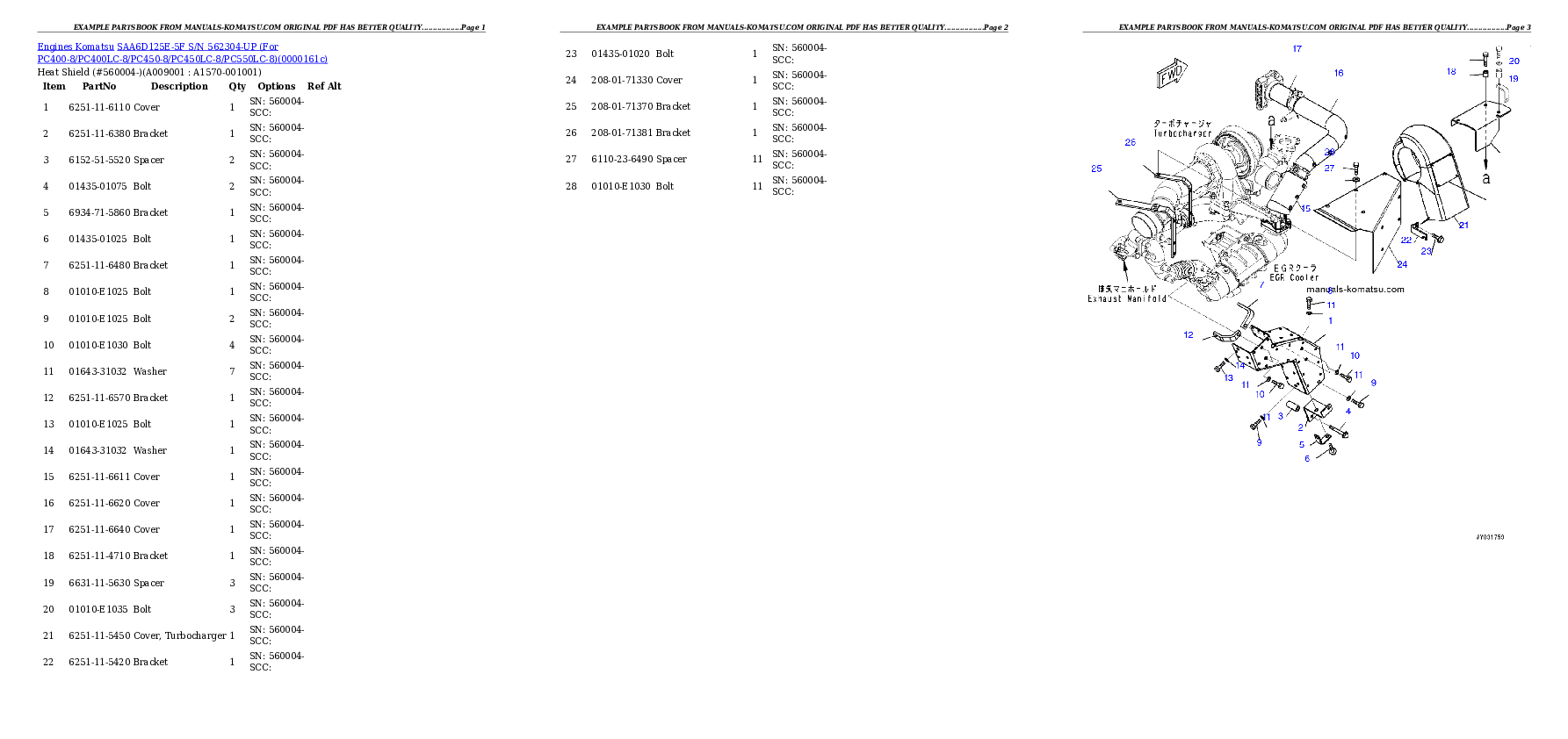 Protected: SAA6D125E-5F S/N 562304-UP (For PC400-8/PC400LC-8/PC450-8/PC450LC-8/PC550LC-8) Partsbook