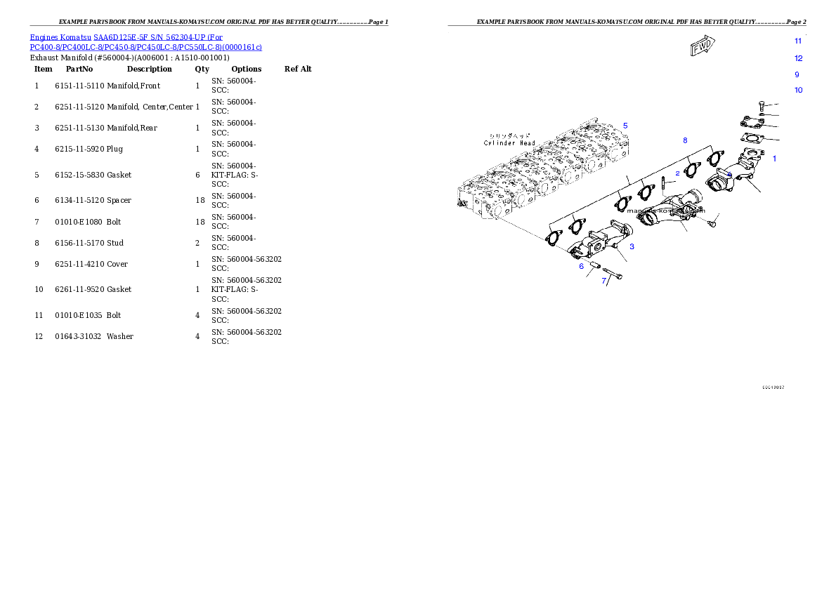 Protected: SAA6D125E-5F S/N 562304-UP (For PC400-8/PC400LC-8/PC450-8/PC450LC-8/PC550LC-8) Partsbook