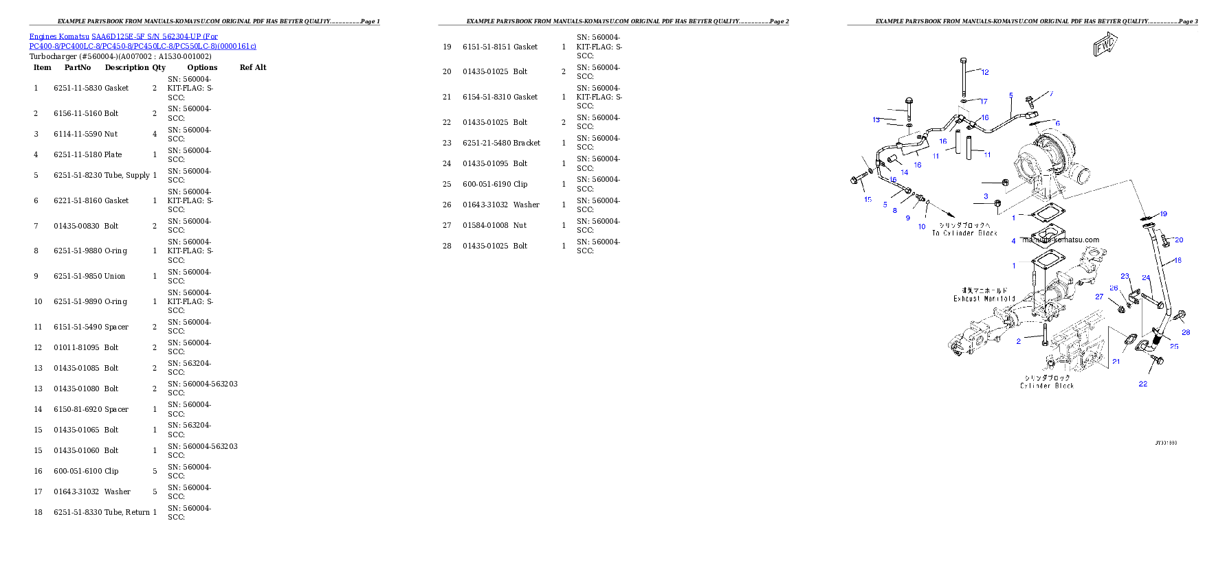 Protected: SAA6D125E-5F S/N 562304-UP (For PC400-8/PC400LC-8/PC450-8/PC450LC-8/PC550LC-8) Partsbook