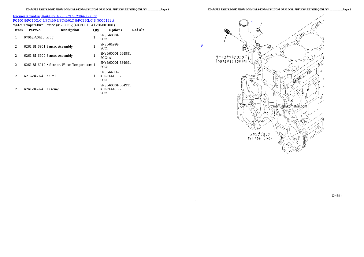 Protected: SAA6D125E-5F S/N 562304-UP (For PC400-8/PC400LC-8/PC450-8/PC450LC-8/PC550LC-8) Partsbook