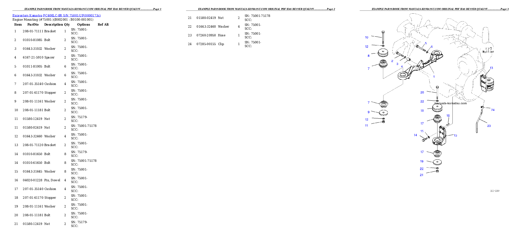 PC400LC-8R S/N 75001-UP Partsbook