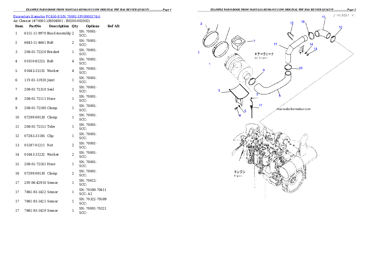 Protected: PC450-8 S/N 70001-UP Partsbook