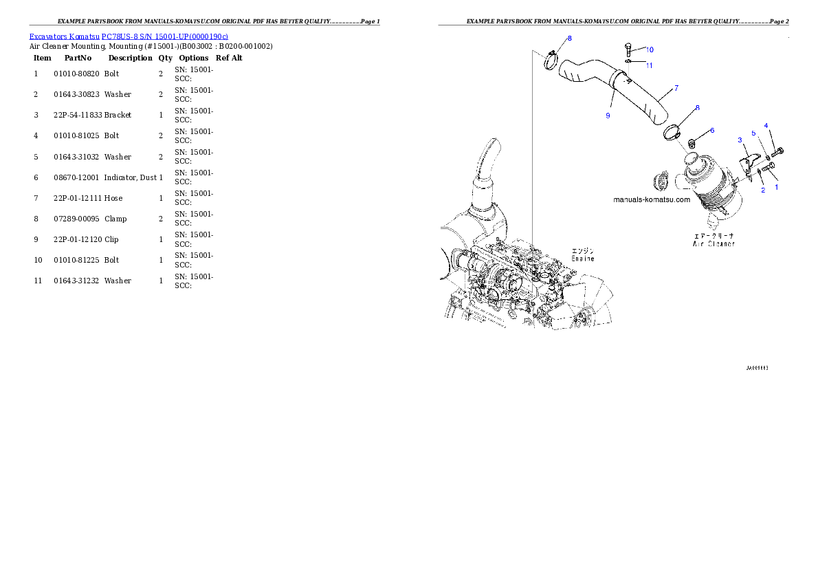 Protected: PC78US-8 S/N 15001-UP (North America Spec.) Partsbook