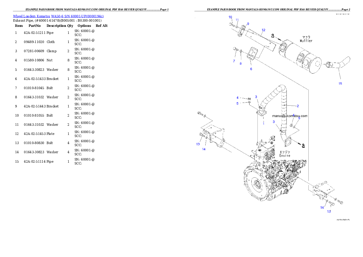 Protected: WA50-6 S/N 60001-UP Partsbook