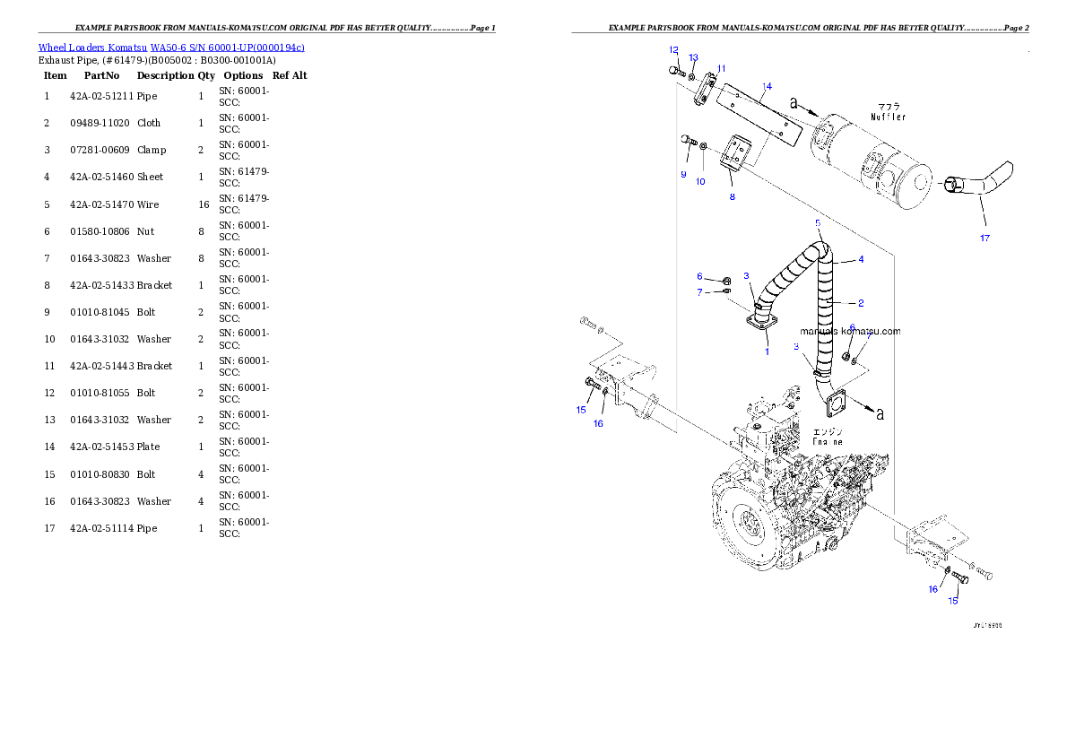 Protected: WA50-6 S/N 60001-UP Partsbook