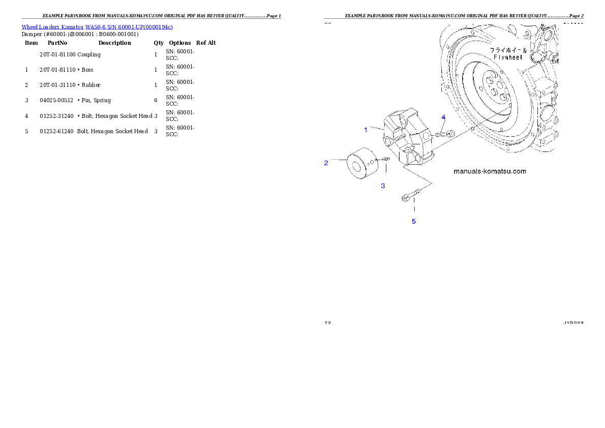 Protected: WA50-6 S/N 60001-UP Partsbook