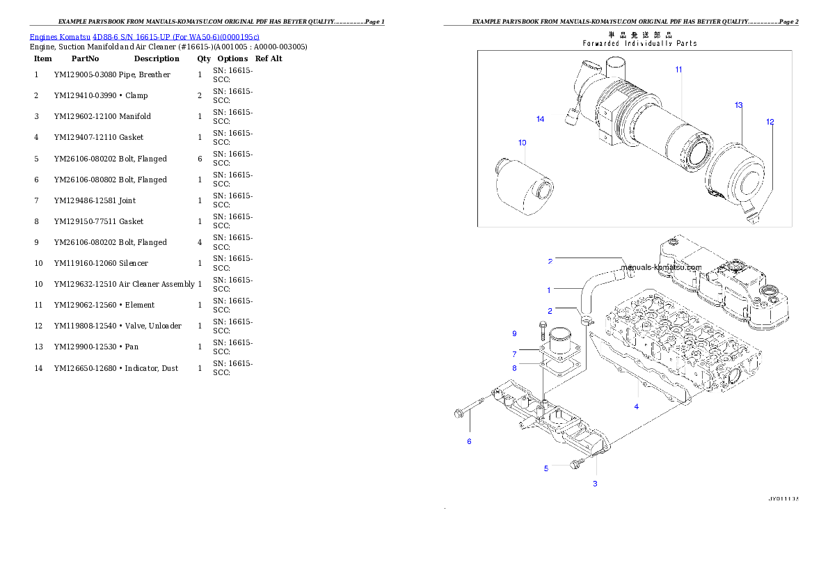Protected: 4D88-6 S/N 16615-UP (For WA50-6) Partsbook