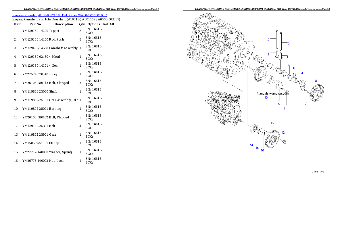 Protected: 4D88-6 S/N 16615-UP (For WA50-6) Partsbook