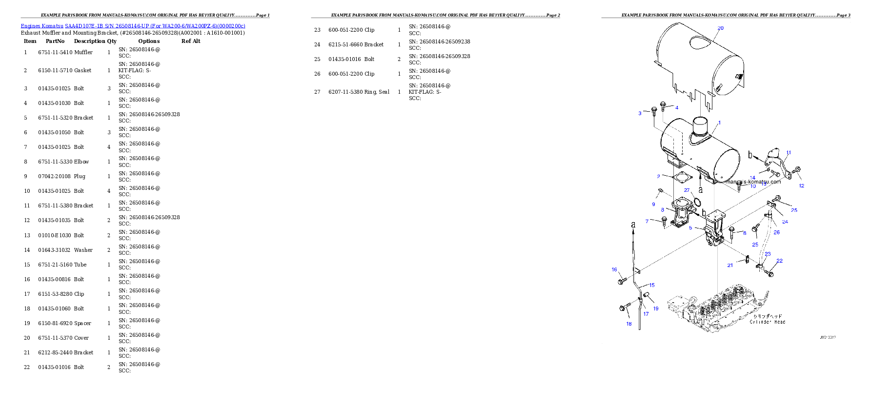 SAA4D107E-1B S/N 26508146-UP (For WA200-6/WA200PZ-6) Partsbook