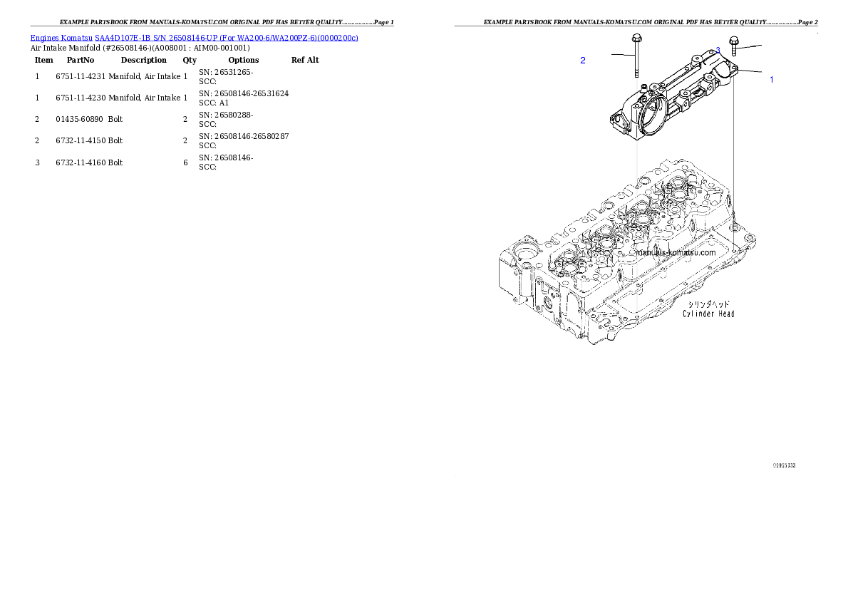 Protected: SAA4D107E-1B S/N 26508146-UP (For WA200-6/WA200PZ-6) Partsbook