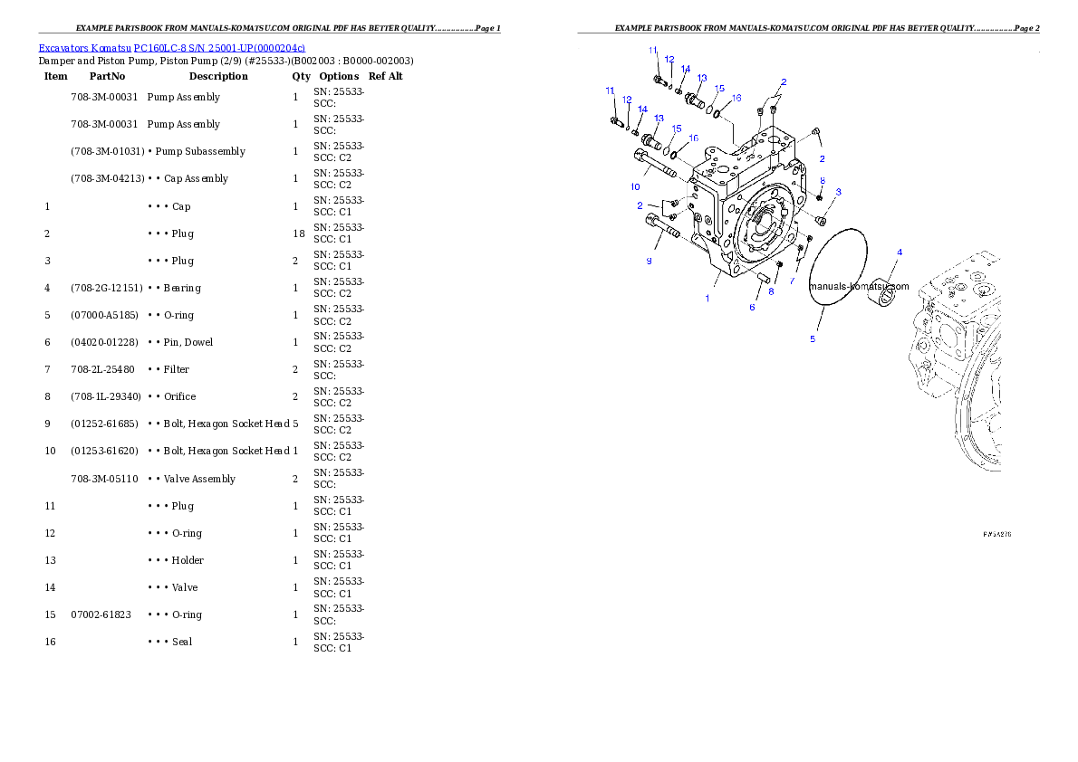 Protected: PC160LC-8 S/N 25001-UP Partsbook