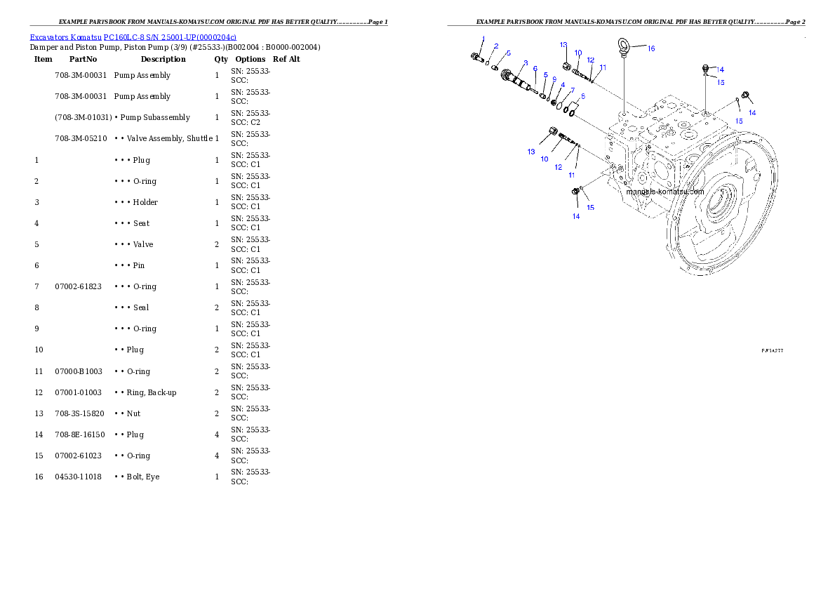 Protected: PC160LC-8 S/N 25001-UP Partsbook