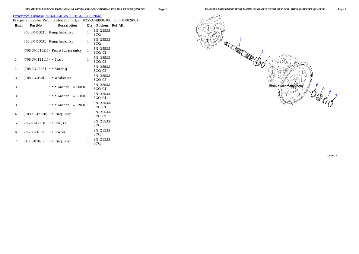 Protected: PC160LC-8 S/N 25001-UP Partsbook
