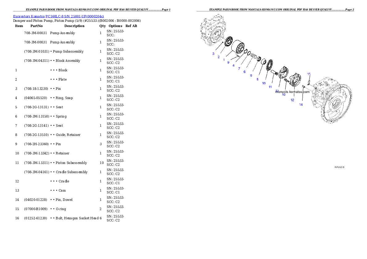 Protected: PC160LC-8 S/N 25001-UP Partsbook