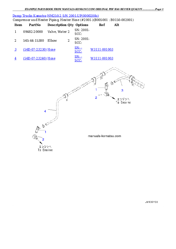 Protected: HM250-2 S/N 2001-UP Partsbook
