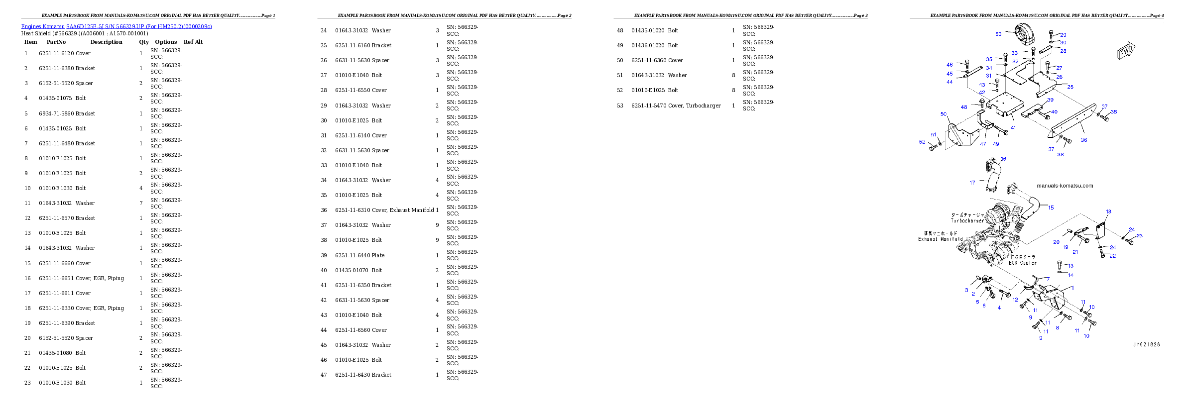 Protected: SAA6D125E-5J S/N 566329-UP (For HM250-2) Partsbook