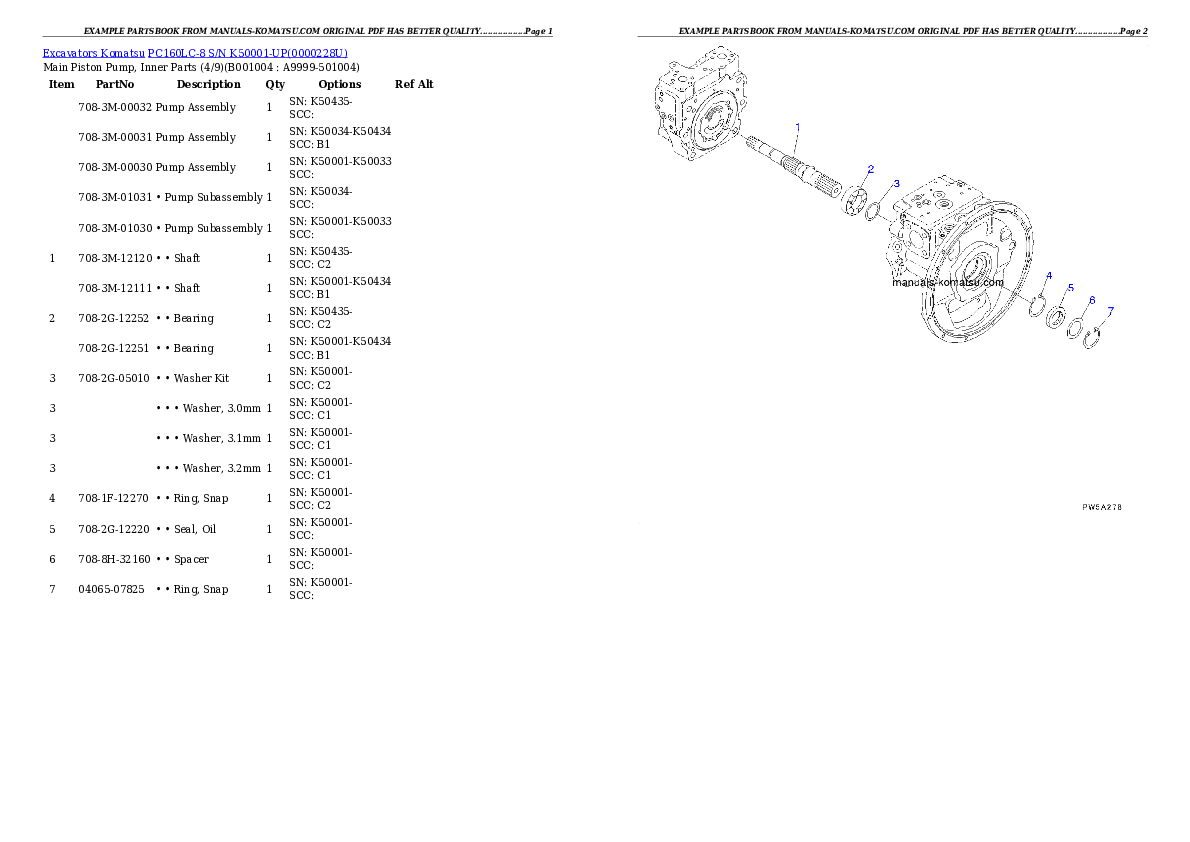 Protected: PC160LC-8 S/N K50001-UP Partsbook