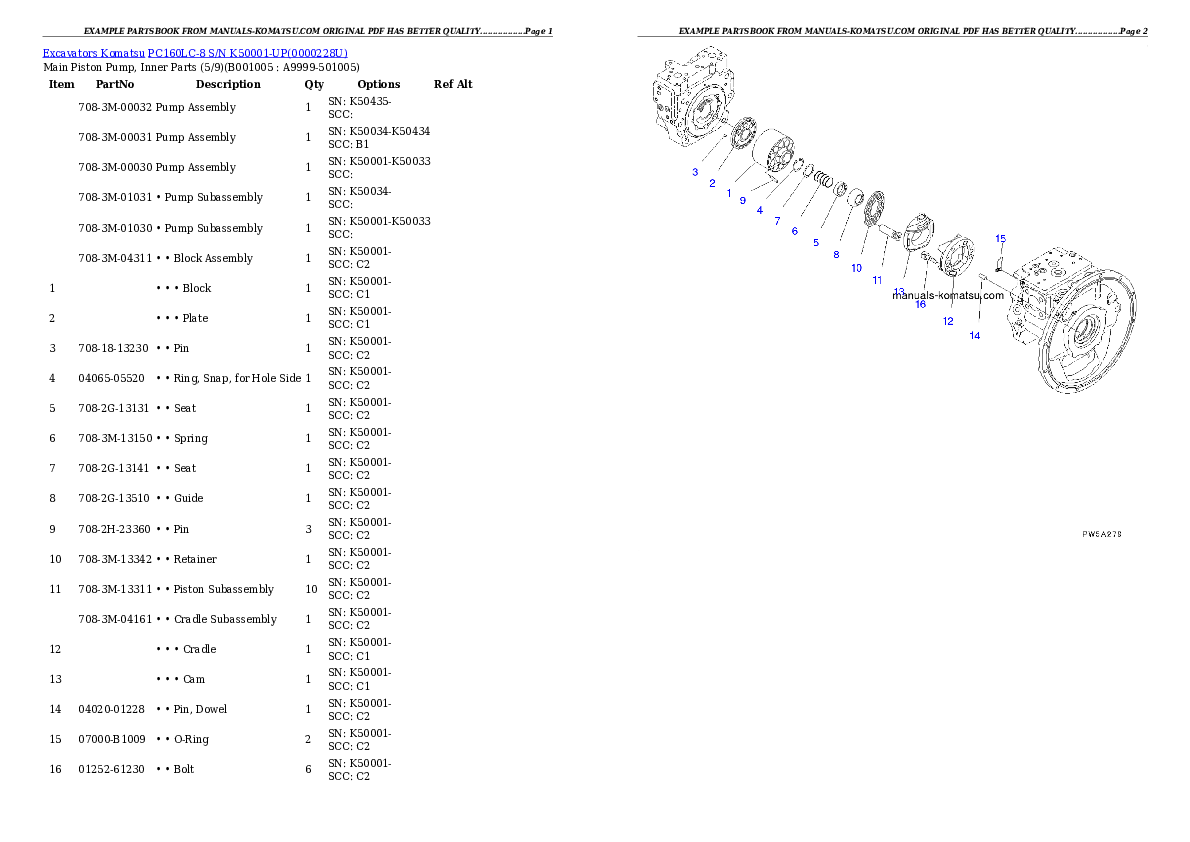 Protected: PC160LC-8 S/N K50001-UP Partsbook