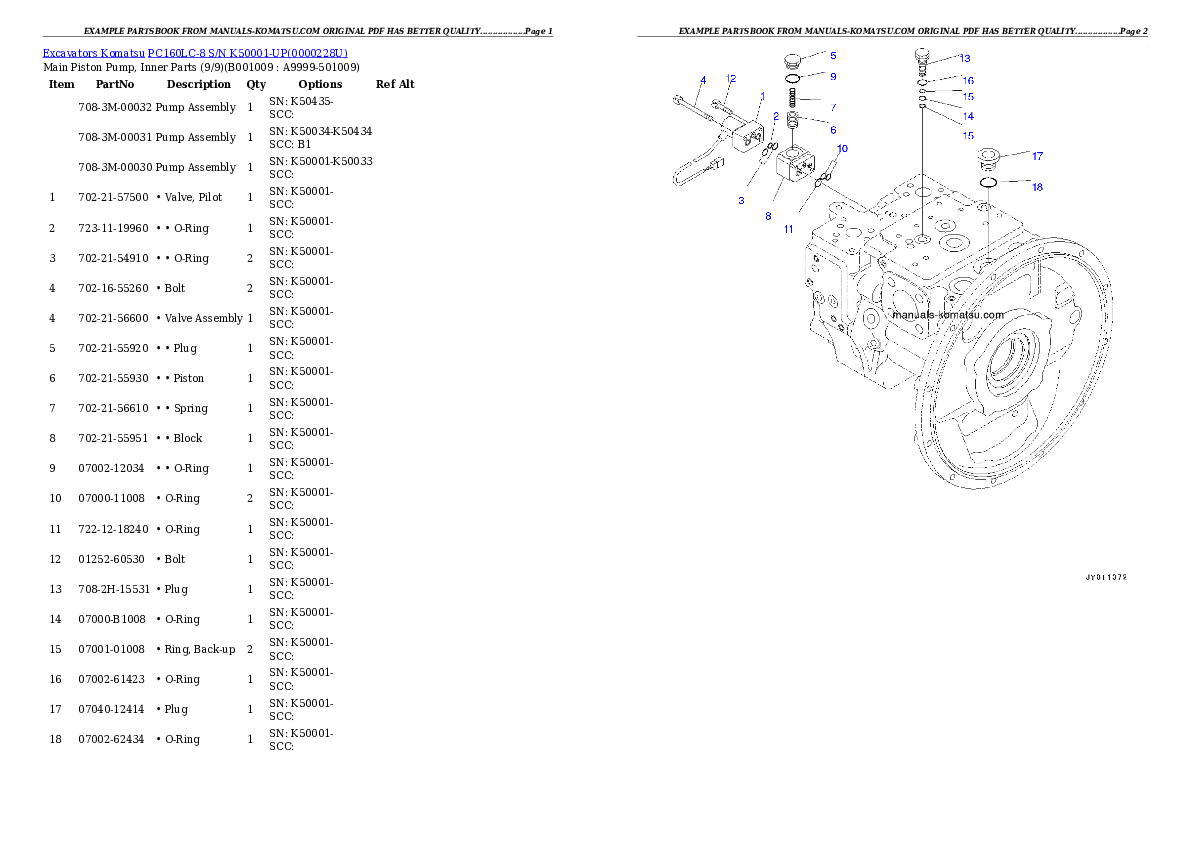 Protected: PC160LC-8 S/N K50001-UP Partsbook