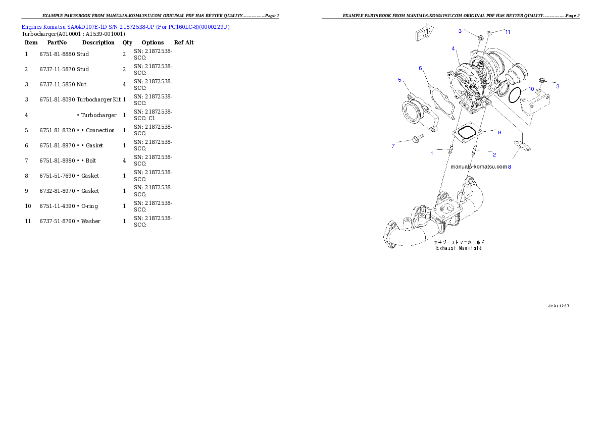 Protected: SAA4D107E-1D S/N 21872538-UP (For PC160LC-8) Partsbook