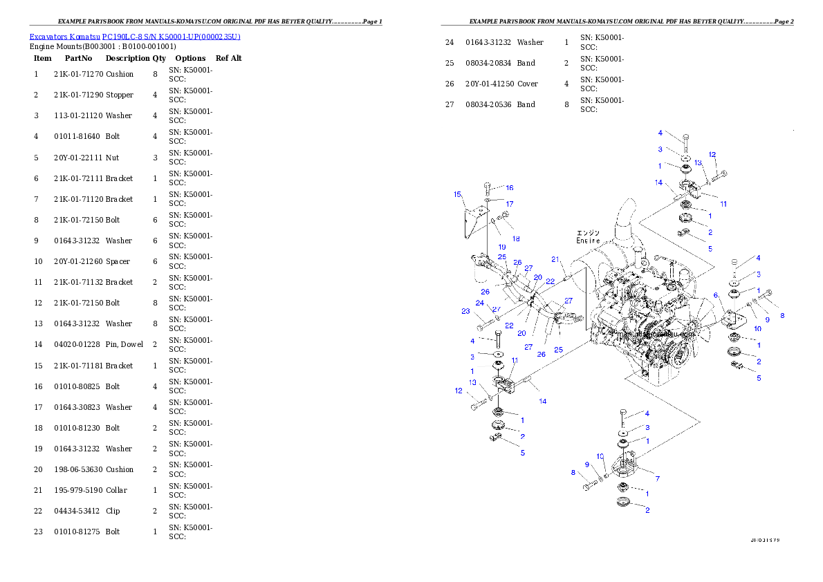 Protected: PC190LC-8 S/N K50001-UP Partsbook