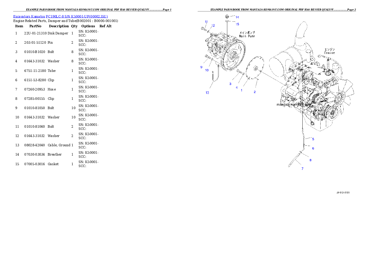 Protected: PC190LC-8 S/N K50001-UP Partsbook