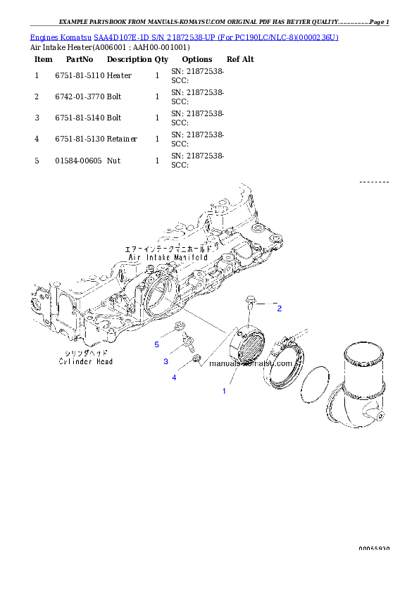 Protected: SAA4D107E-1D S/N 21872538-UP (For PC190LC/NLC-8) Partsbook