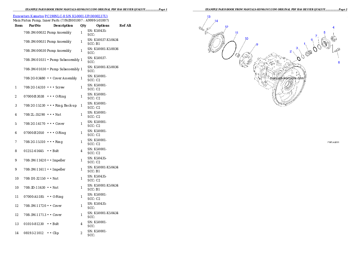 Protected: PC190NLC-8 S/N K50001-UP Partsbook