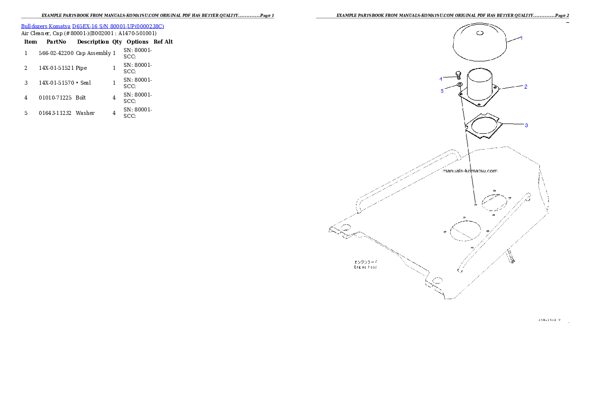 Protected: D65EX-16 S/N 80001-UP Partsbook