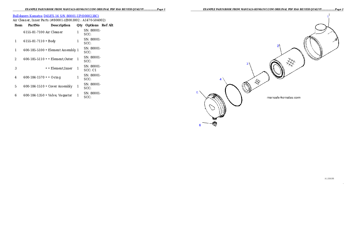 Protected: D65EX-16 S/N 80001-UP Partsbook