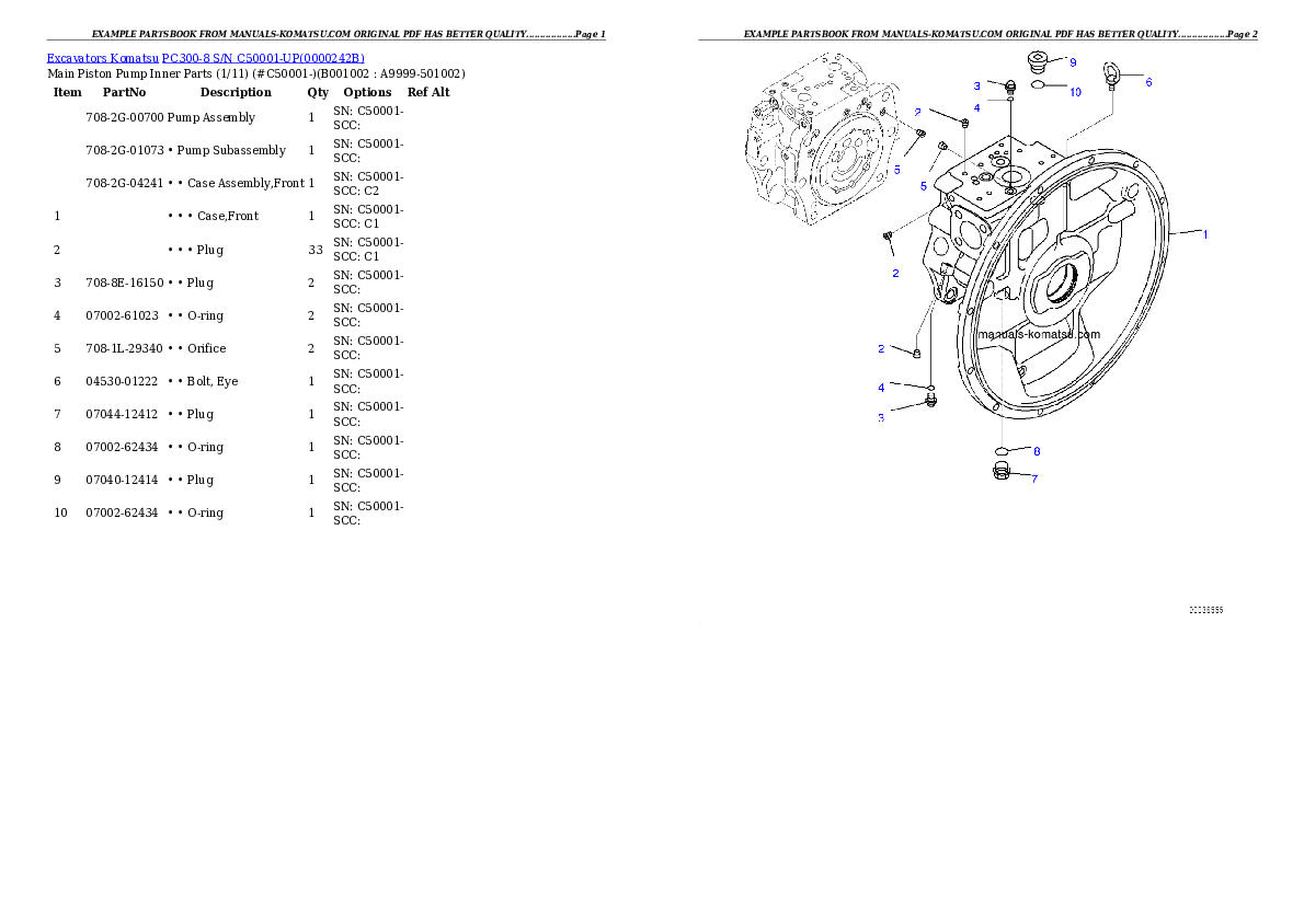 PC300-8 S/N 60022-UP Partsbook