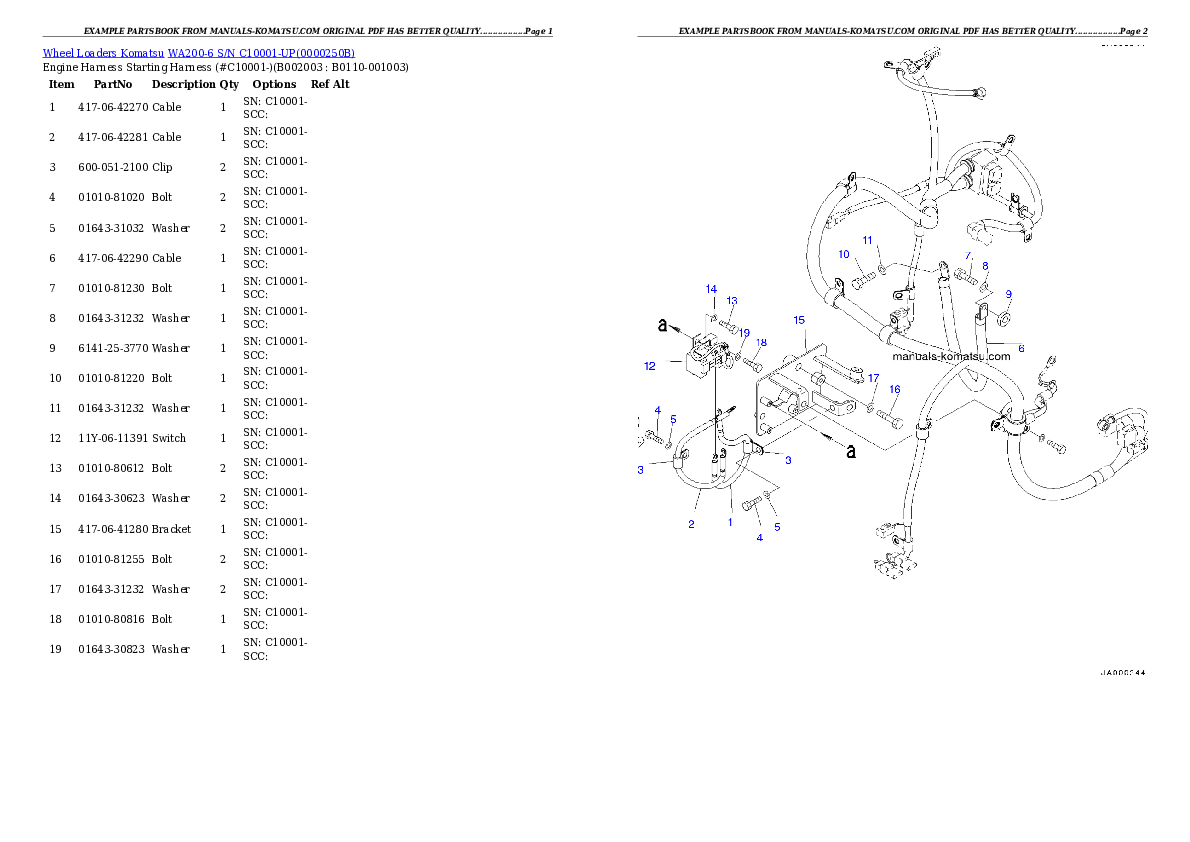 Protected: WA200-6 S/N C10001-UP Partsbook