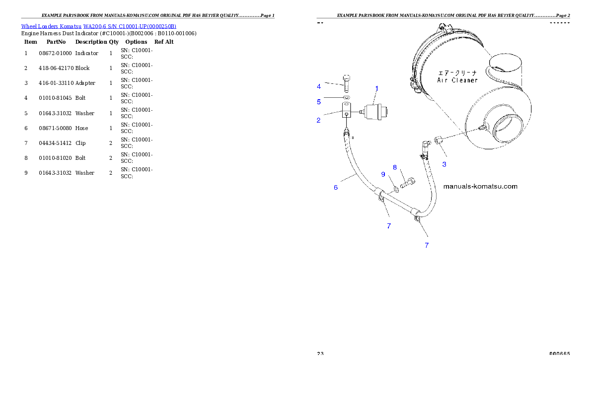 Protected: WA200-6 S/N C10001-UP Partsbook