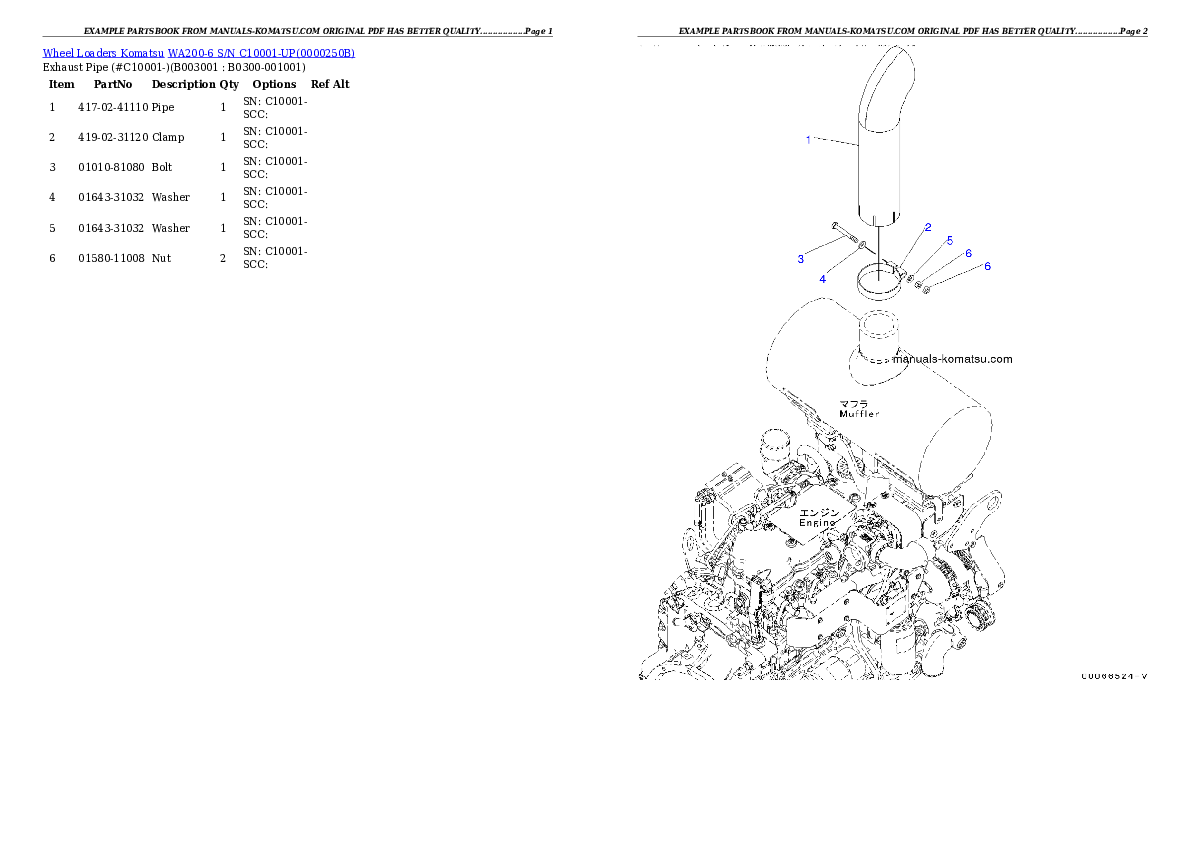 Protected: WA200-6 S/N C10001-UP Partsbook