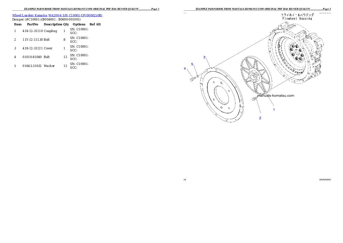 Protected: WA200-6 S/N C10001-UP Partsbook