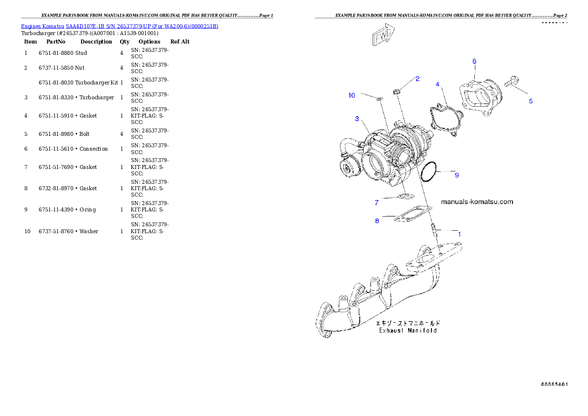 Protected: SAA4D107E-1B S/N 26537379-UP (For WA200-6) Partsbook