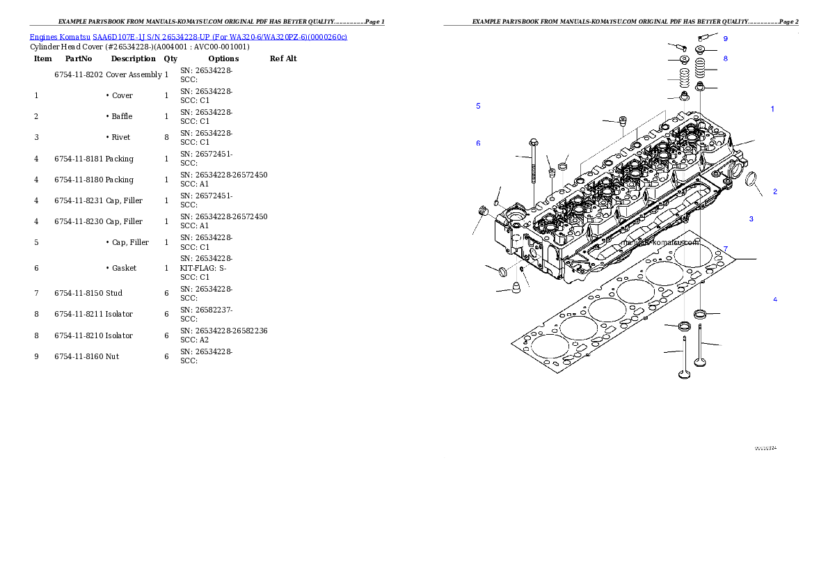 Protected: SAA6D107E-1J S/N 26534228-UP (For WA320-6/WA320PZ-6) Partsbook