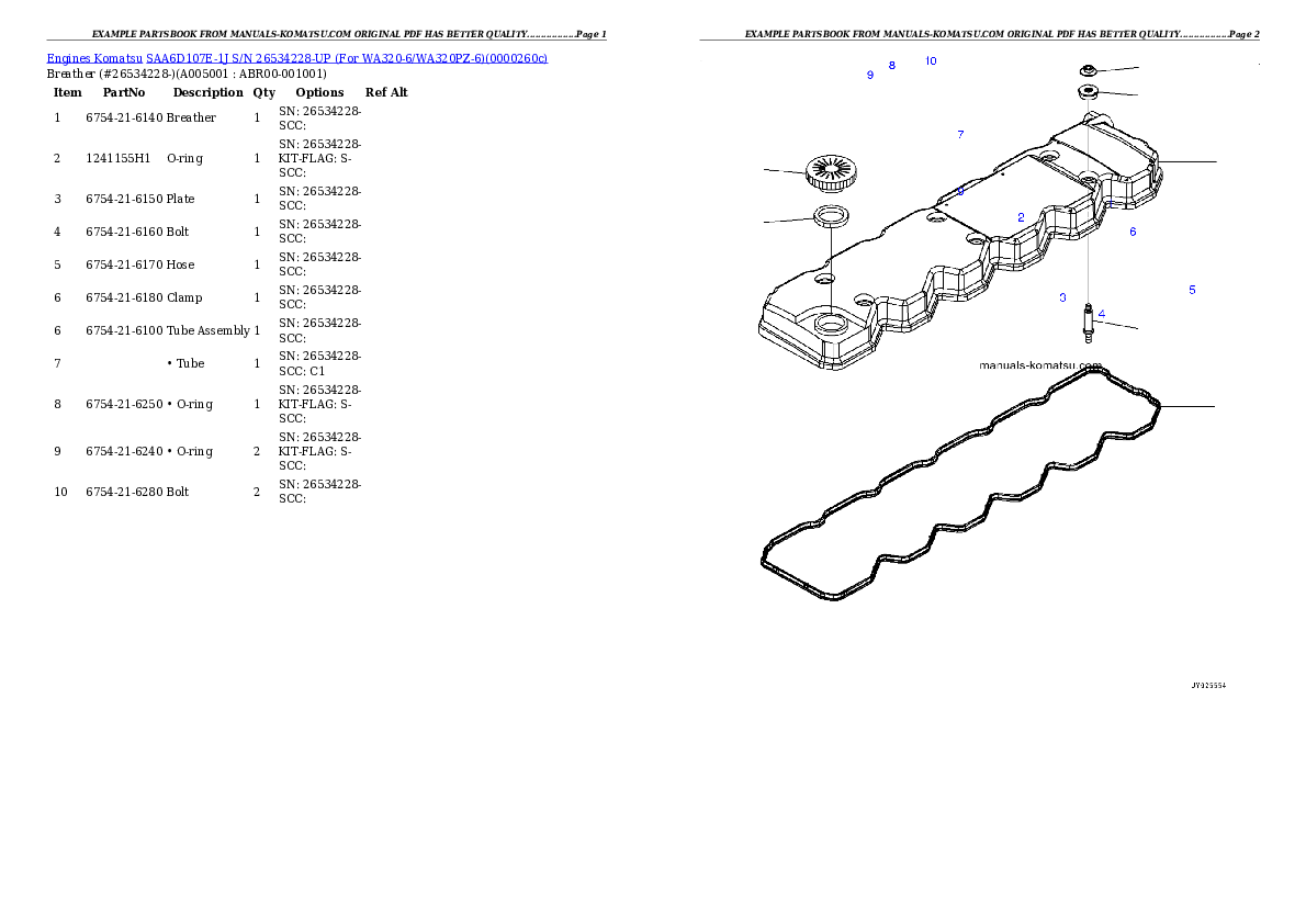 Protected: SAA6D107E-1J S/N 26534228-UP (For WA320-6/WA320PZ-6) Partsbook