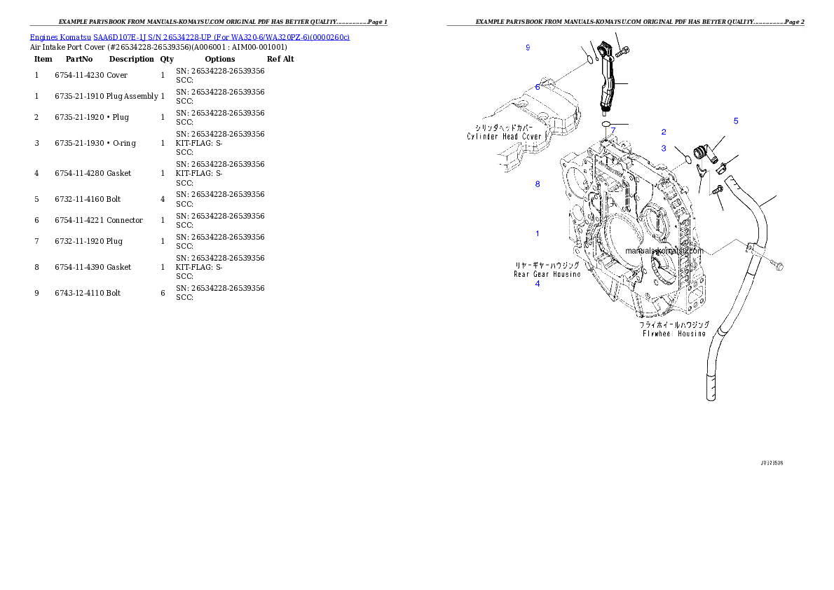 Protected: SAA6D107E-1J S/N 26534228-UP (For WA320-6/WA320PZ-6) Partsbook