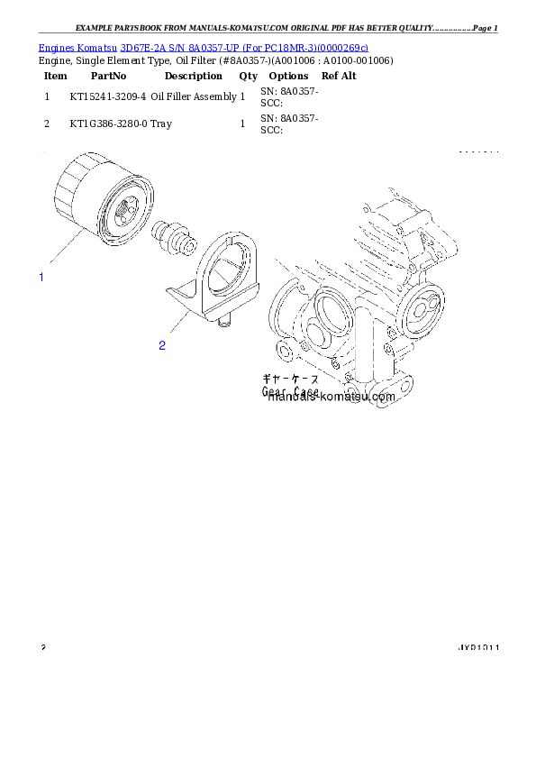 Protected: 3D67E-2A S/N 8A0357-UP (For PC18MR-3) Partsbook
