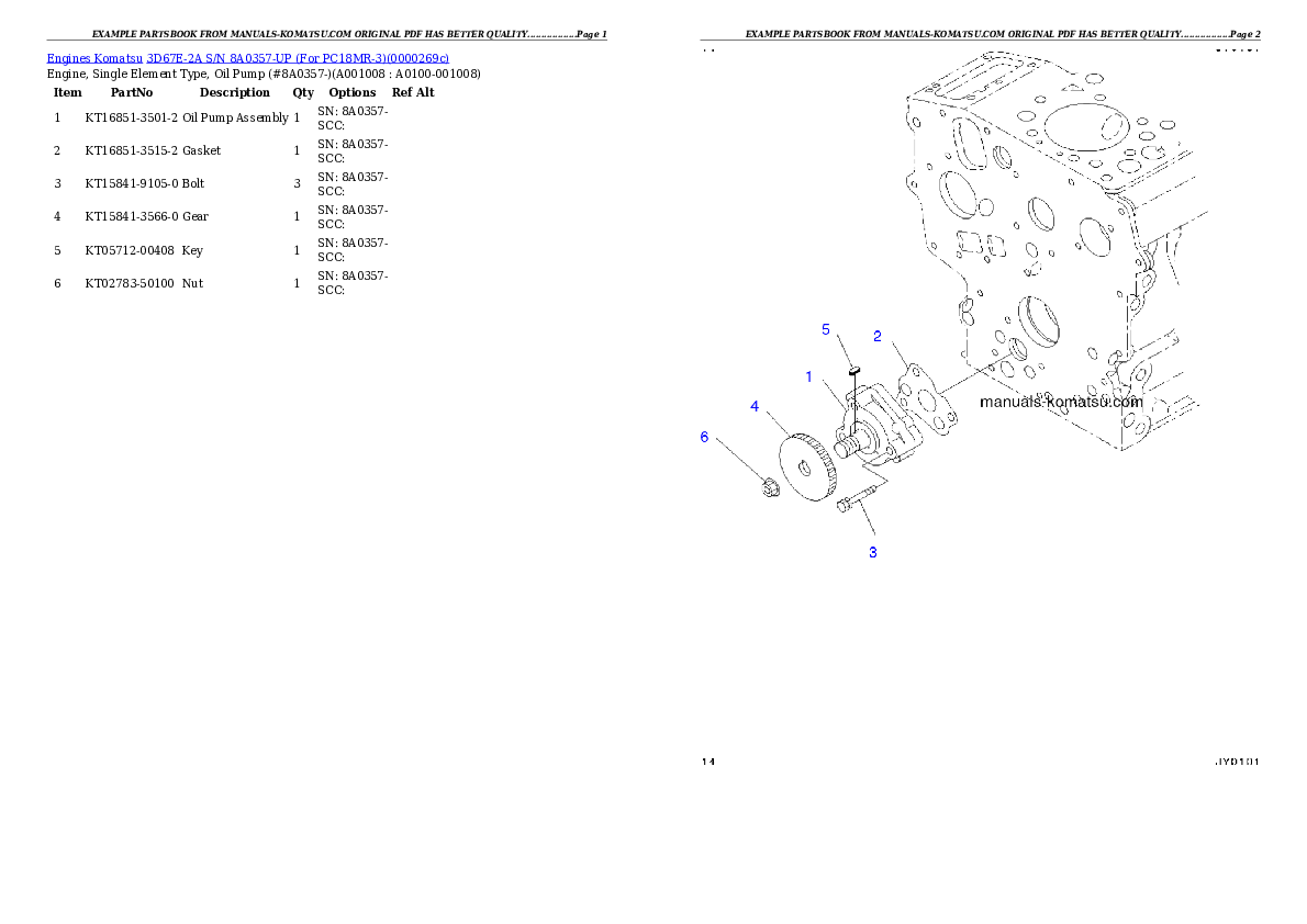 Protected: 3D67E-2A S/N 8A0357-UP (For PC18MR-3) Partsbook