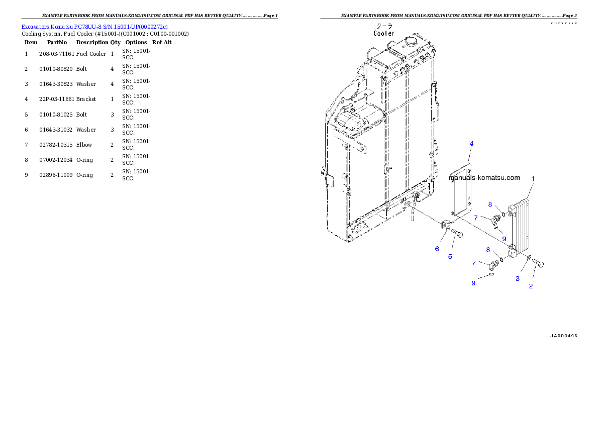 Protected: PC78UU-8 S/N 15001-UP Partsbook