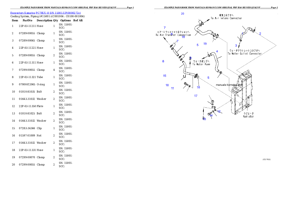 Protected: PC78UU-8 S/N 15001-UP Partsbook