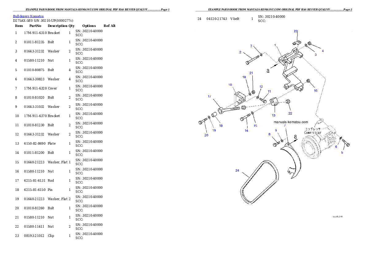 Protected: D275AX-5E0 S/N 30210-UP Partsbook